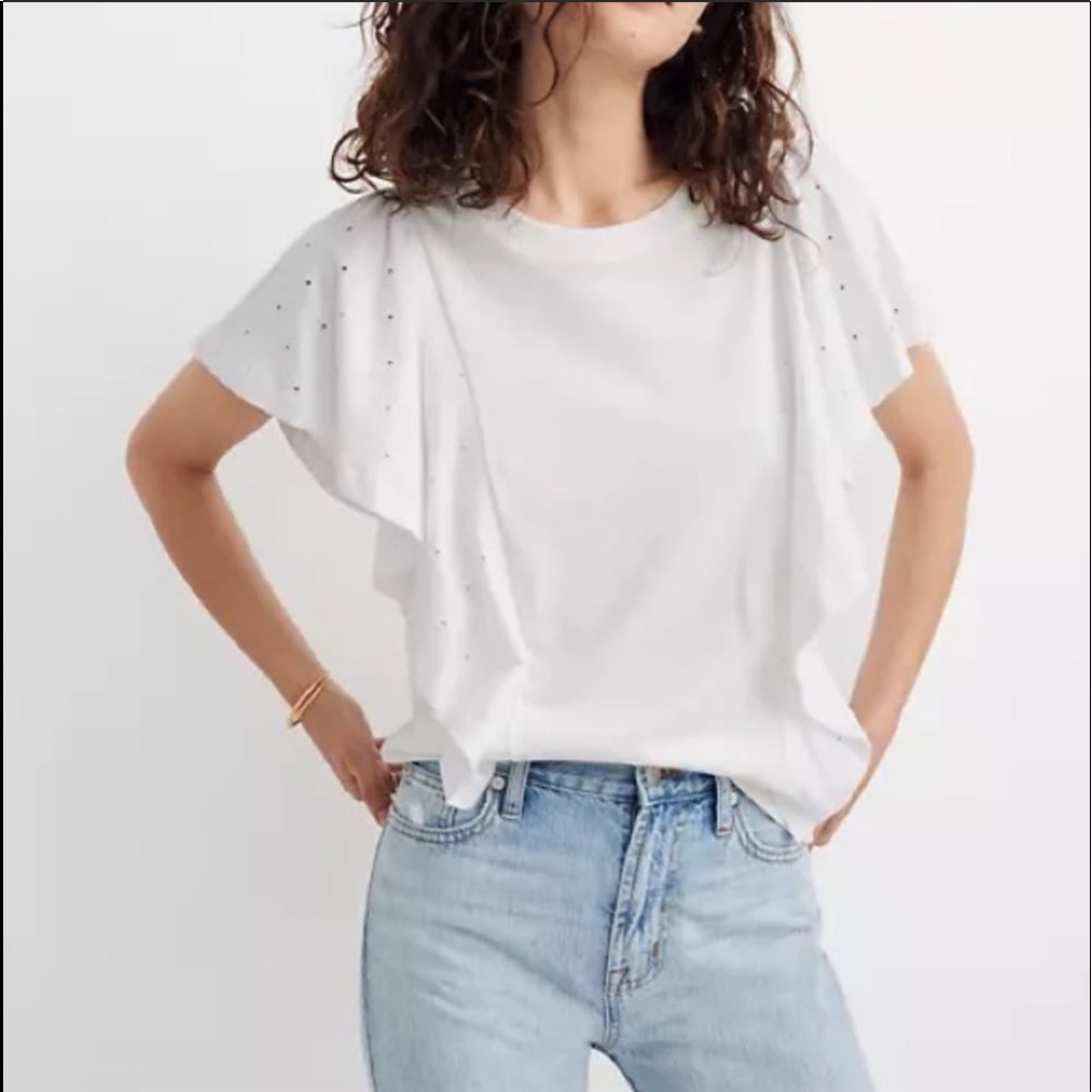 MADEWELL Eyelet ruffle top